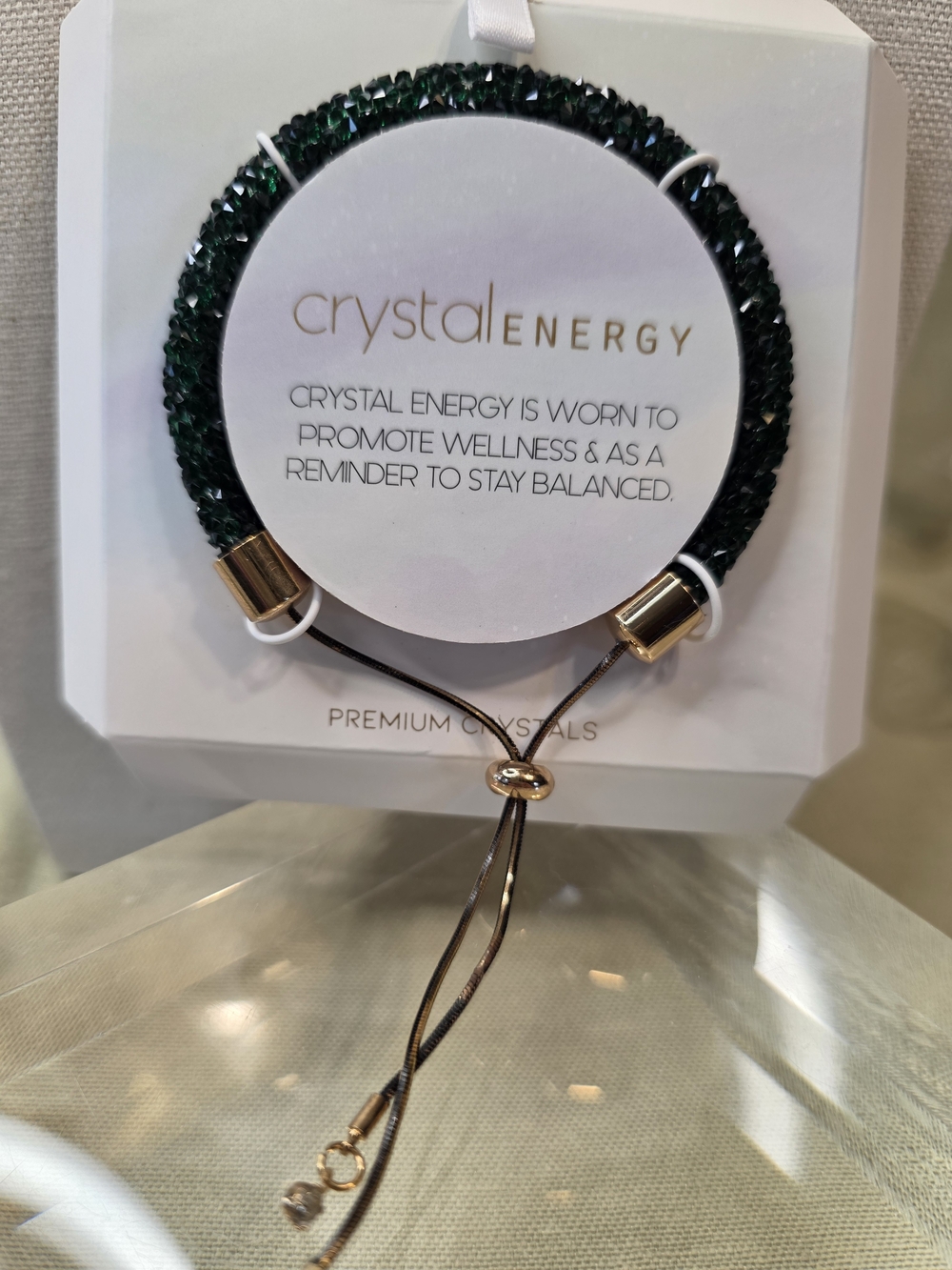 #1041 Crystal Energy Dark Green Crystal Adjustable Bracelet